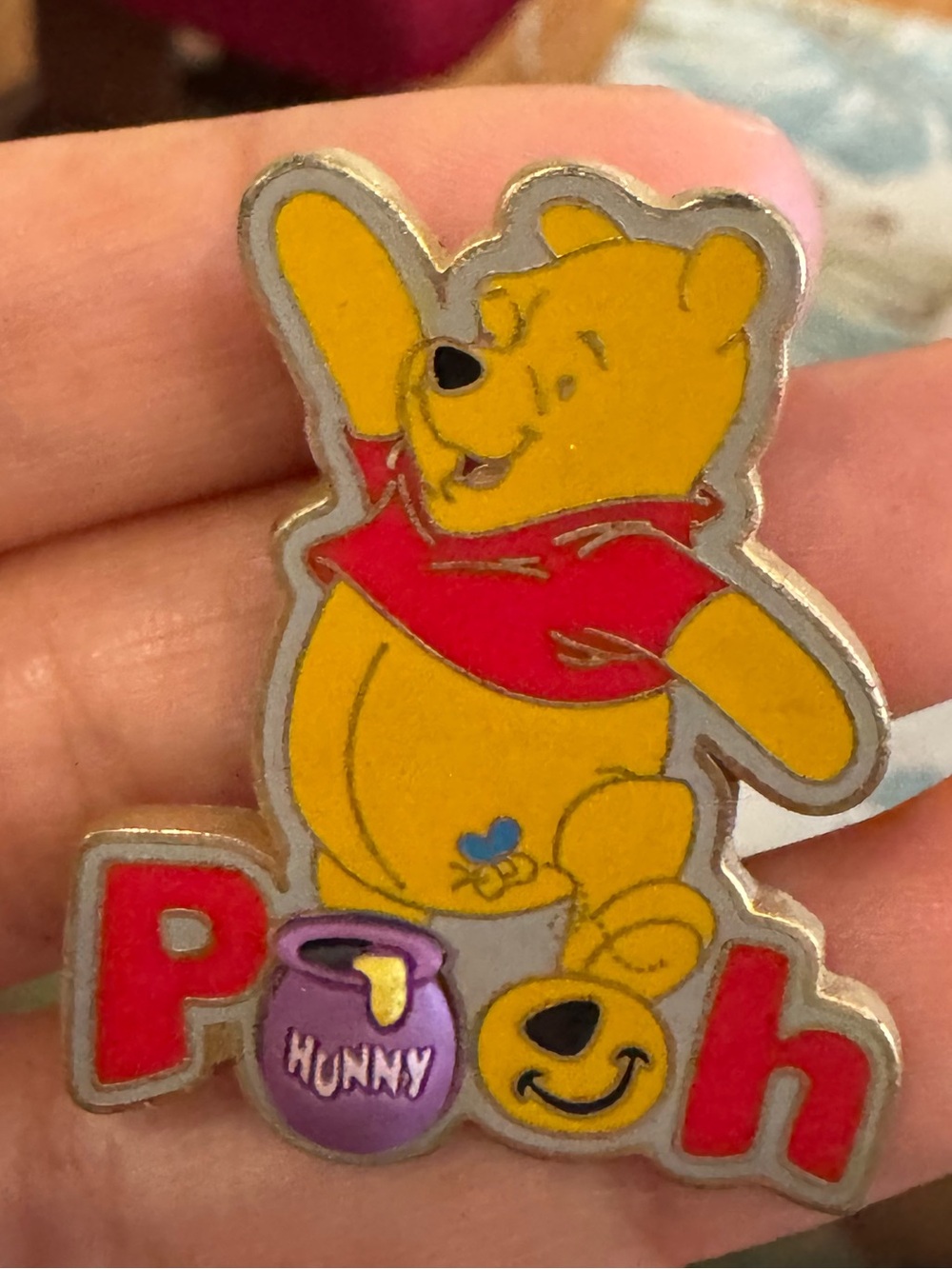 Disney Winnie the Pooh Yellow Red Purple Enamel Brooch